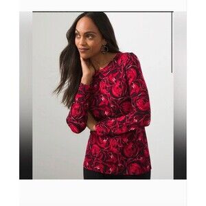 Chico's Womens Touch of Cool Rosy Layering Tee Top Size 2 US L Casual Office